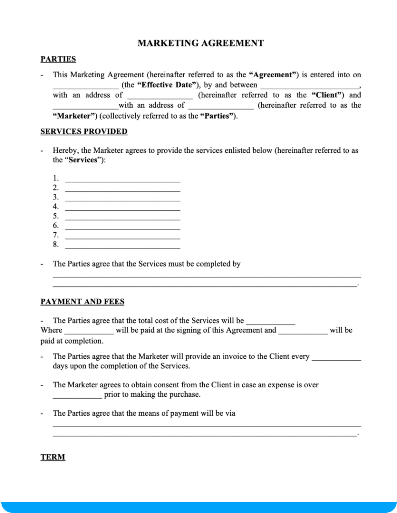 Marketing Agreement Template