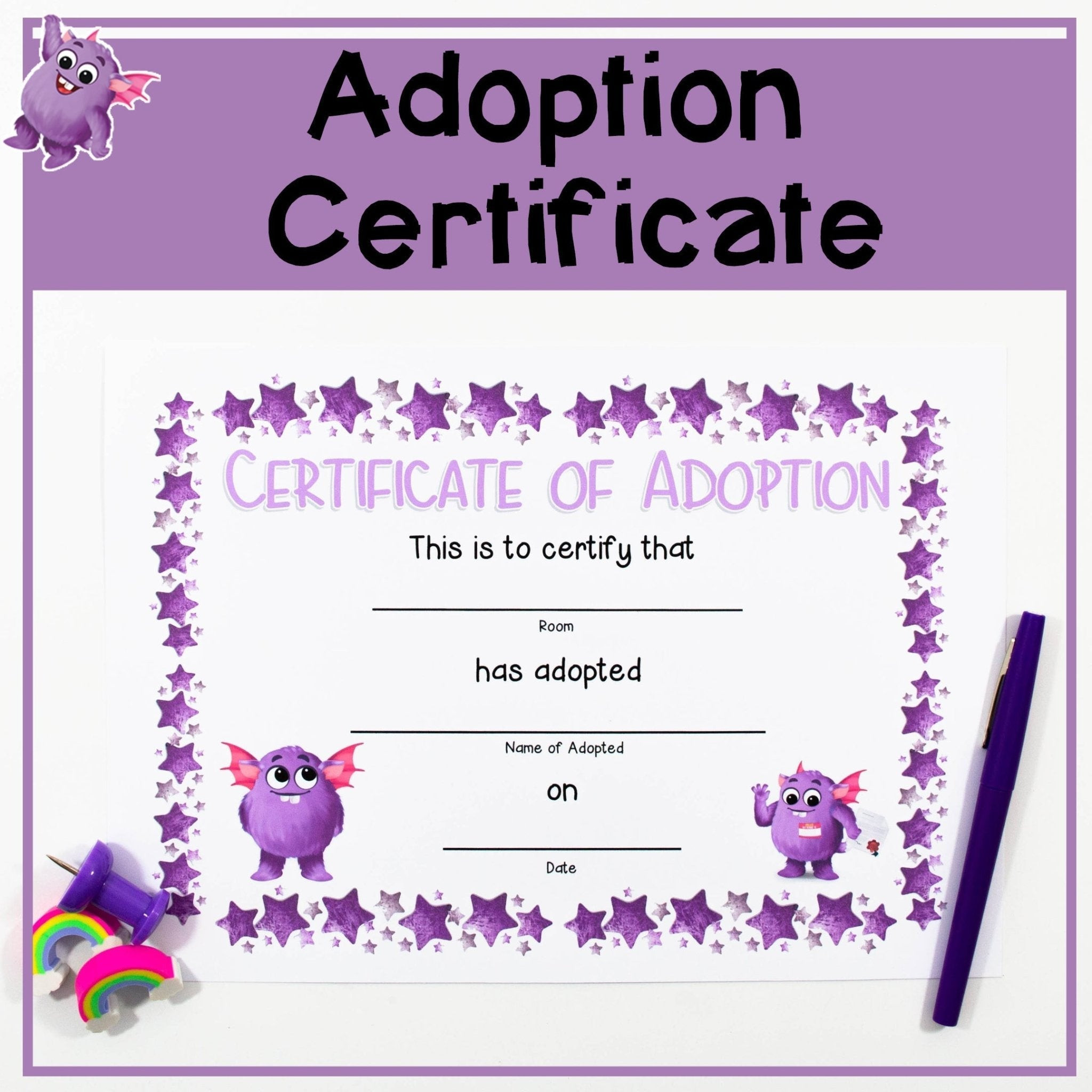 sample adoption certificate template