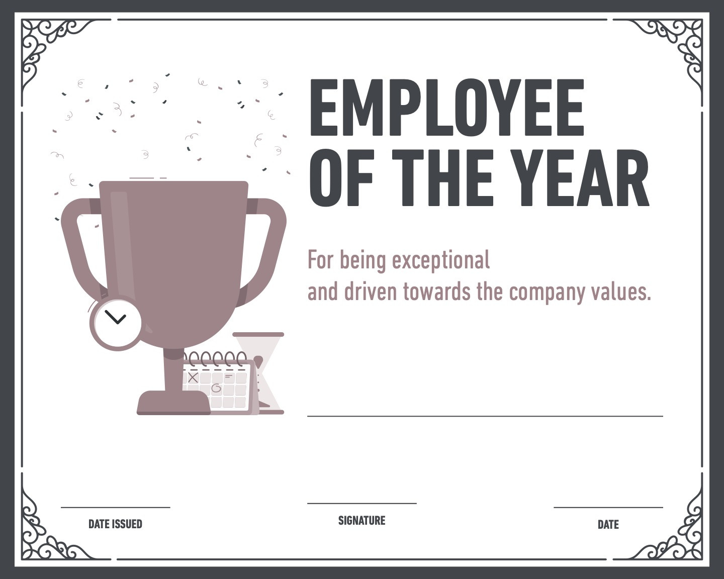 sample Employee of The Year Certificate template