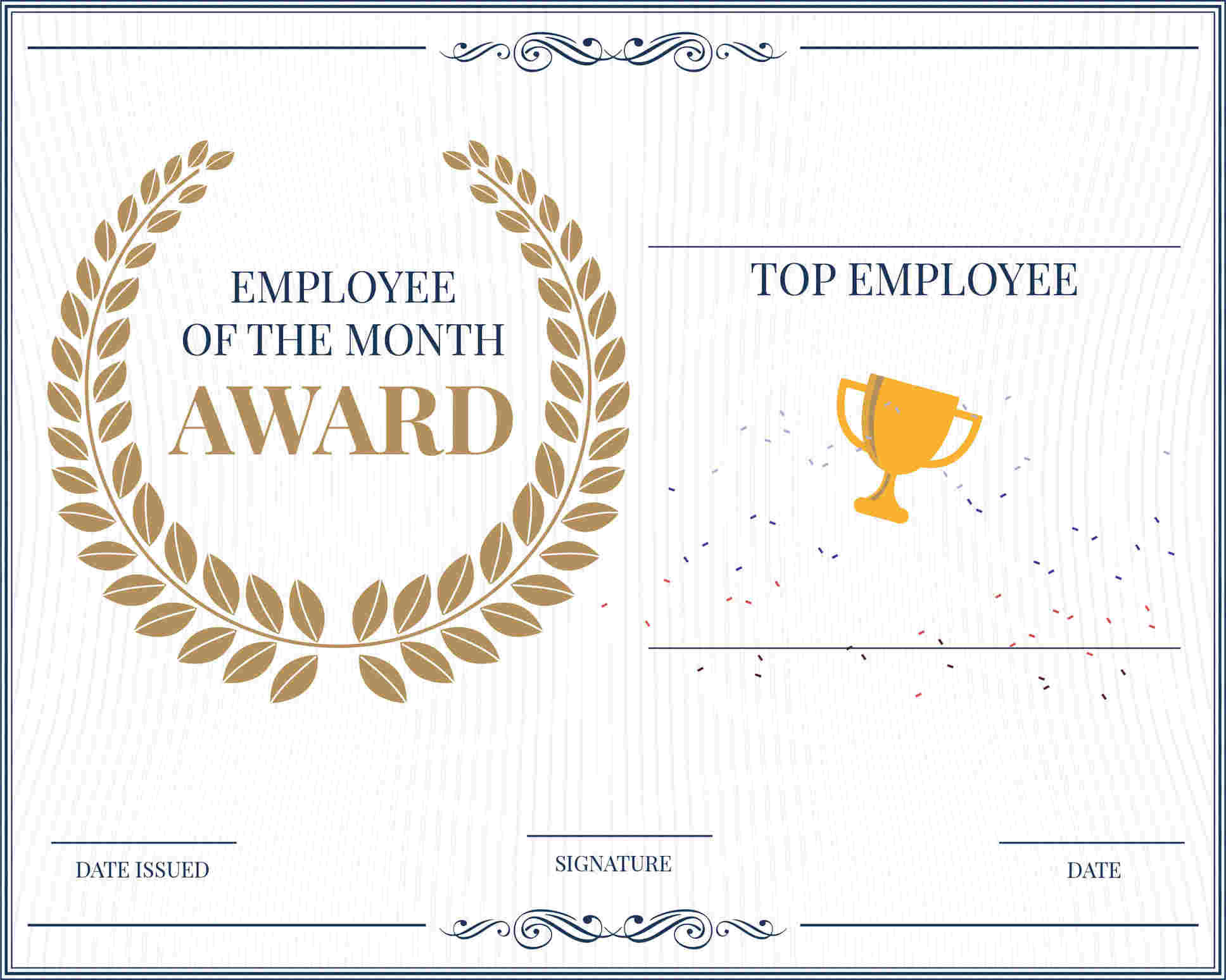 sample Employee of The Year Certificate template