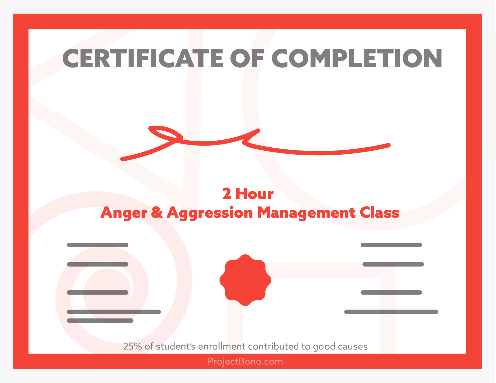 sample anger management completion certificate template