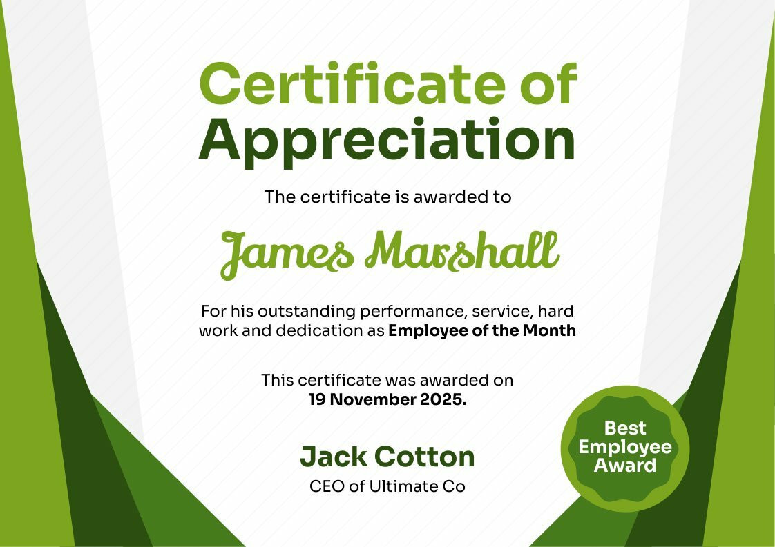 sample employee recognition certificate template