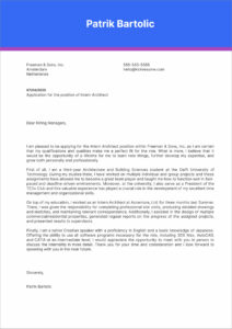 Architecture Internship Cover Letter Template