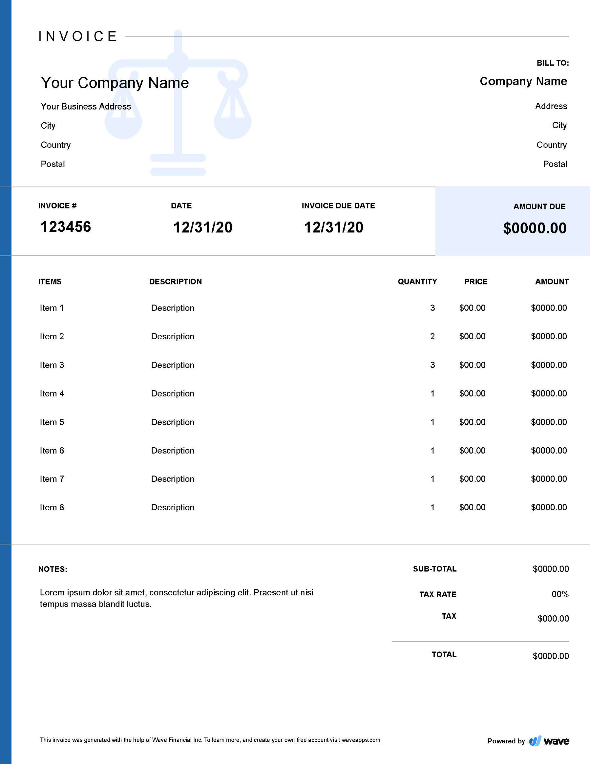 attorney invoice template