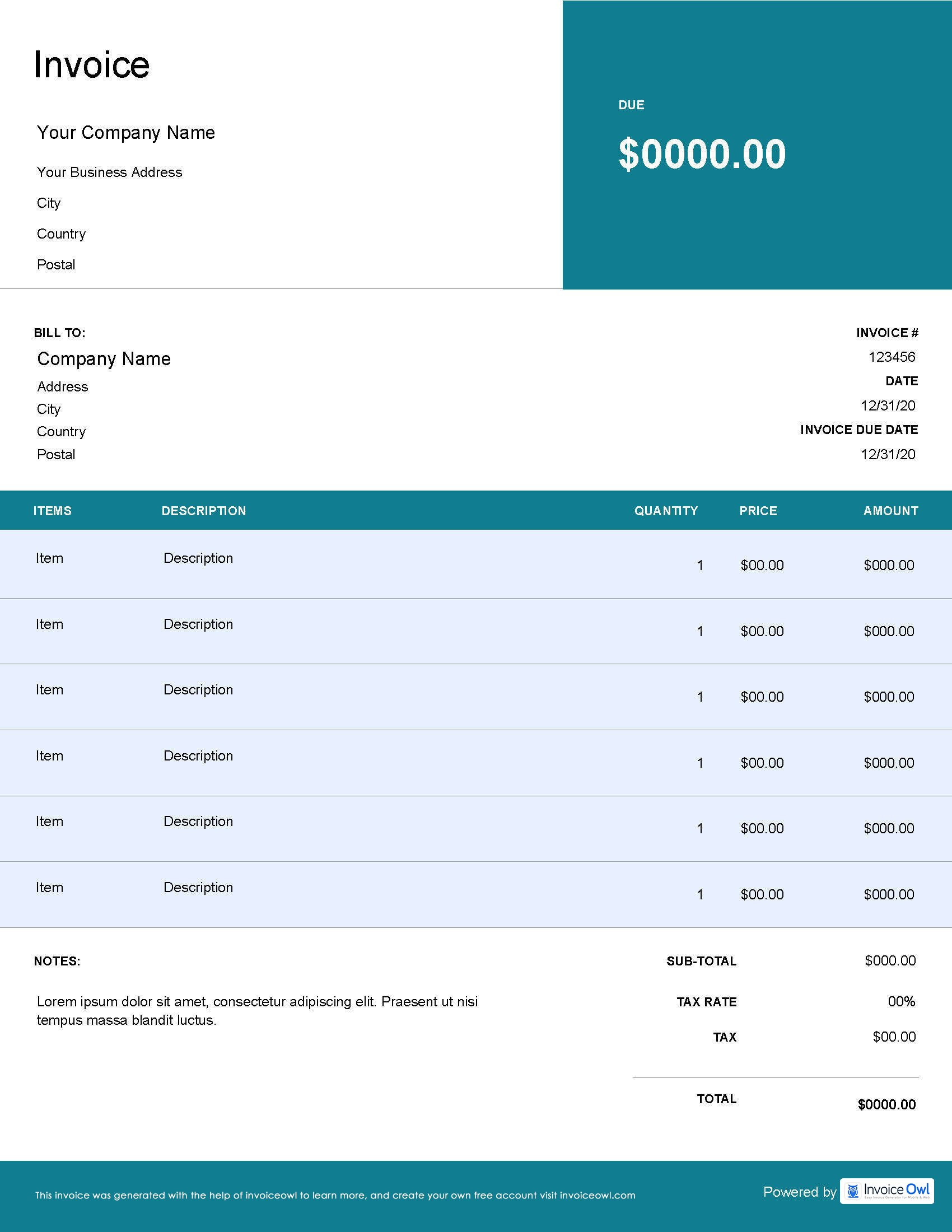 sample legal service invoice template