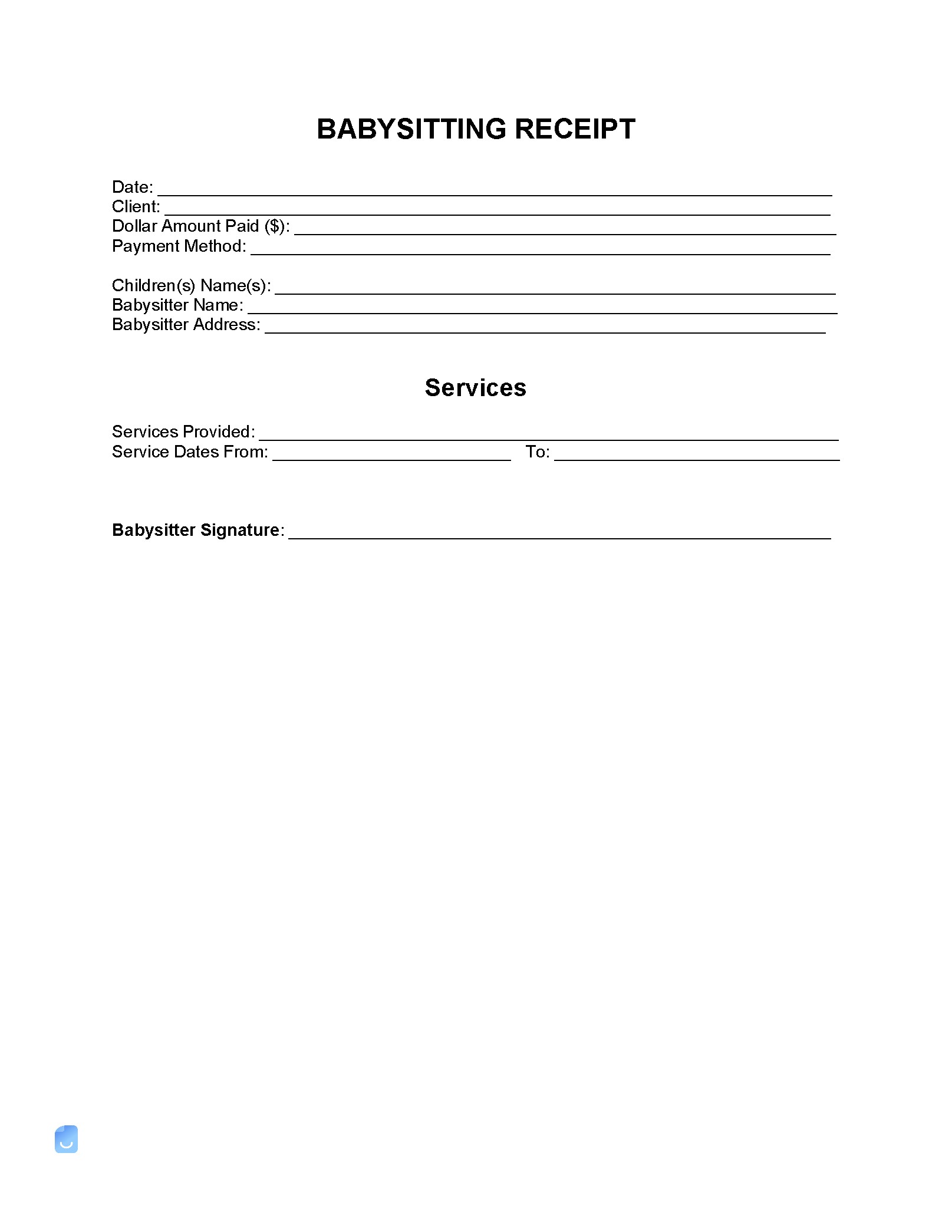 sample babysitting invoice template