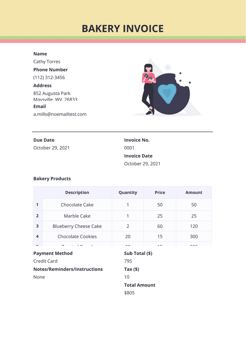 bakery invoice template