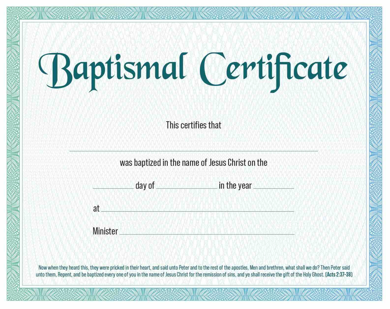 sample baptism certificate template