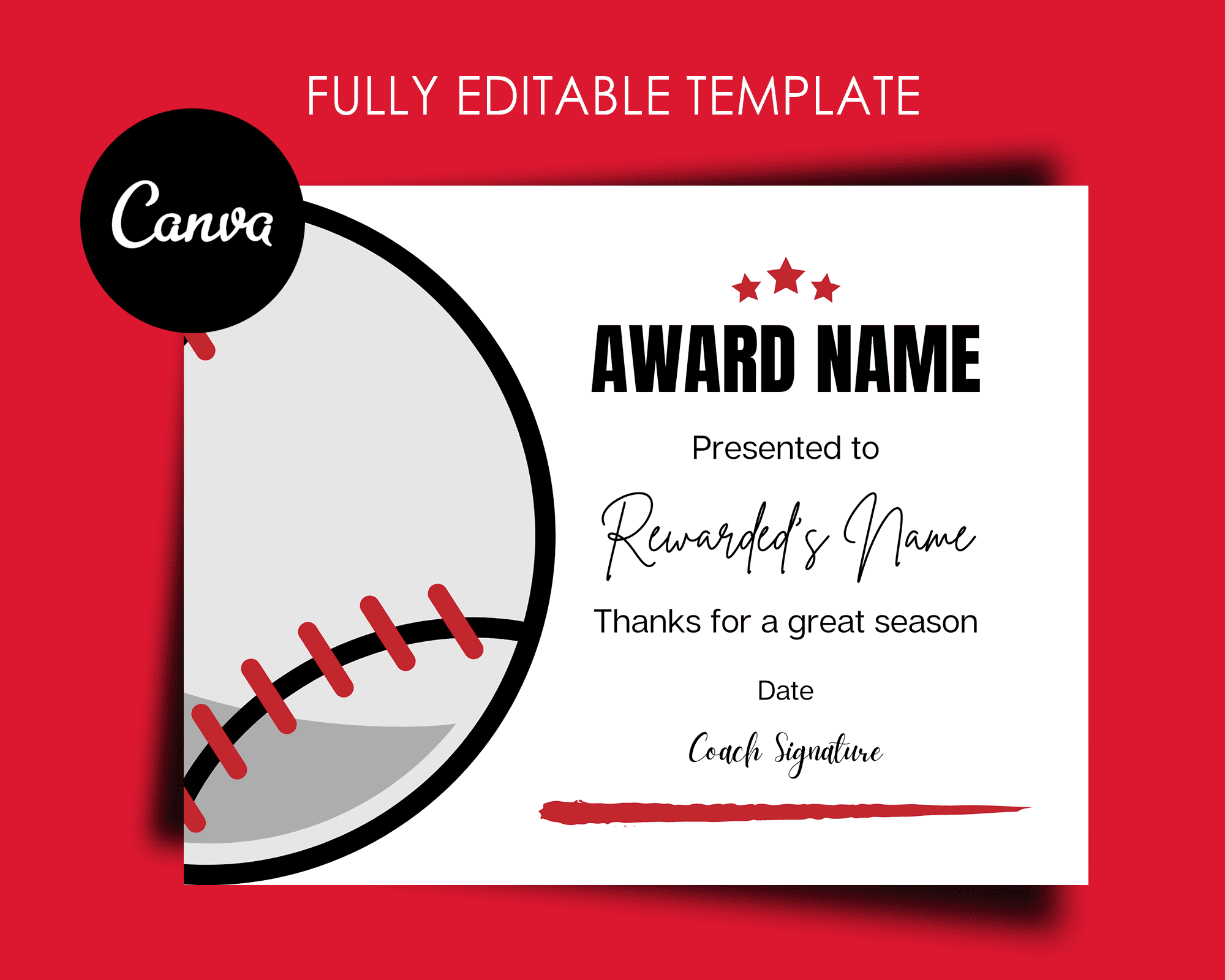 sample Baseball Certificate template