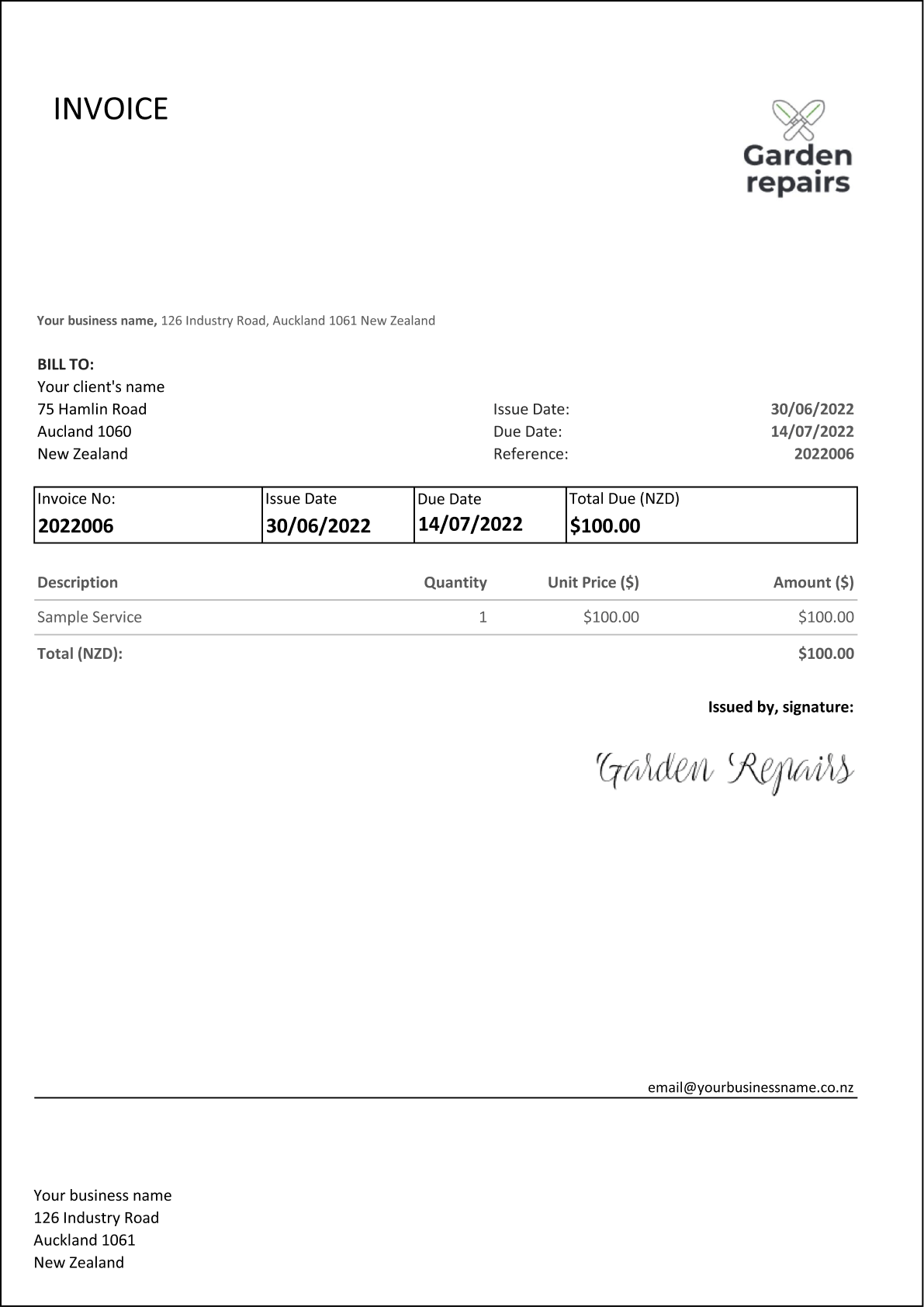 sample basic invoice template