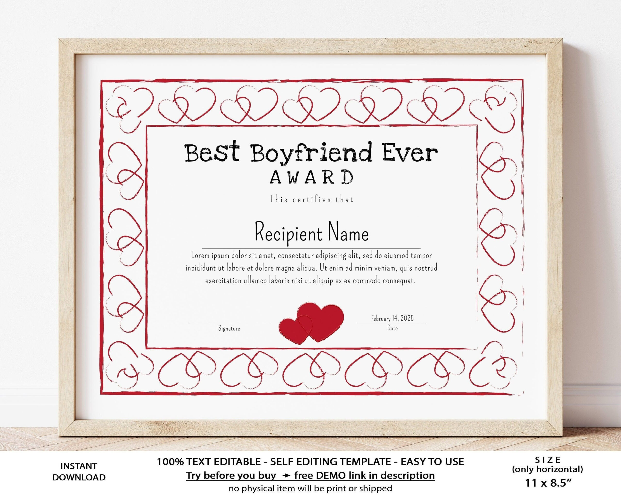 sample best boyfriend award certificate template