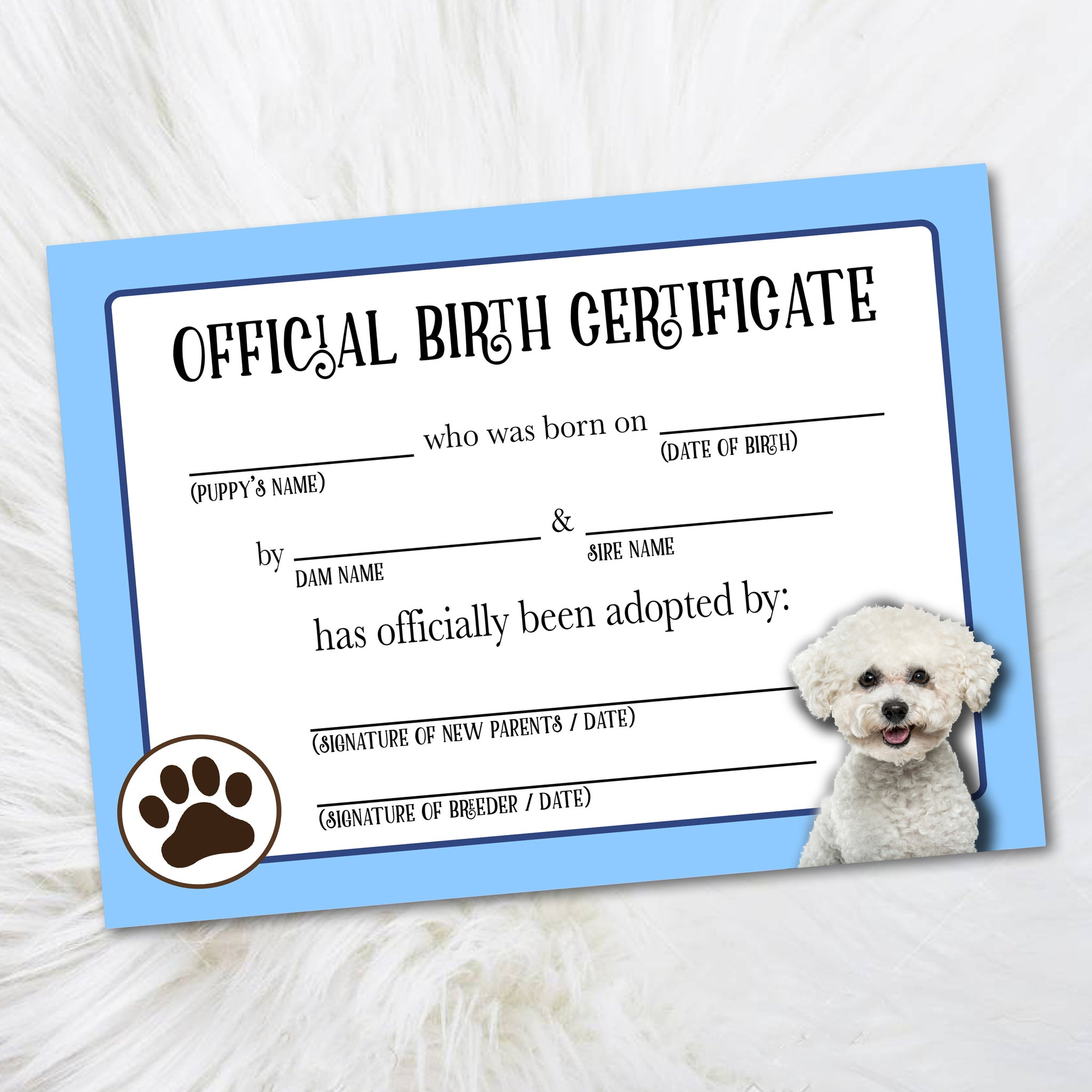 sample dog birth certificate template