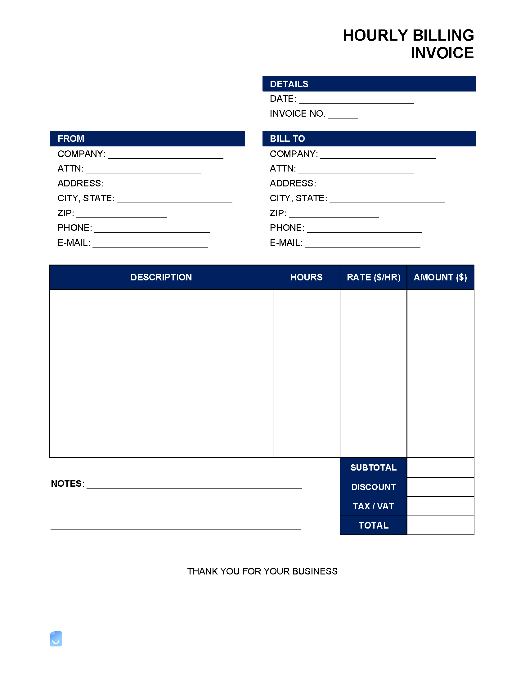 sample billing invoice template