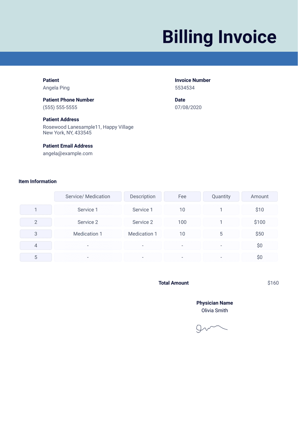 sample billing invoice template