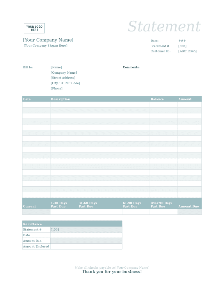 sample company billing statement template