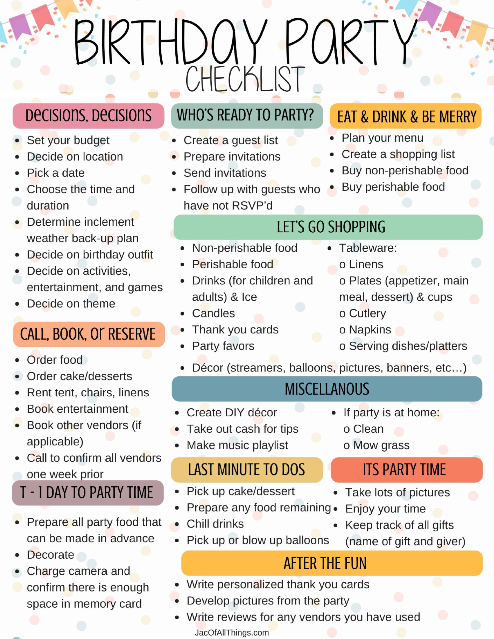 sample party planning template