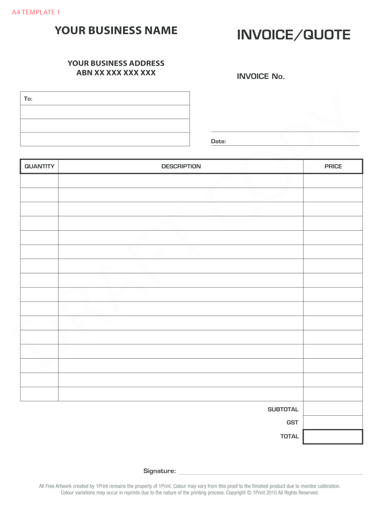 sample blank invoice for services template