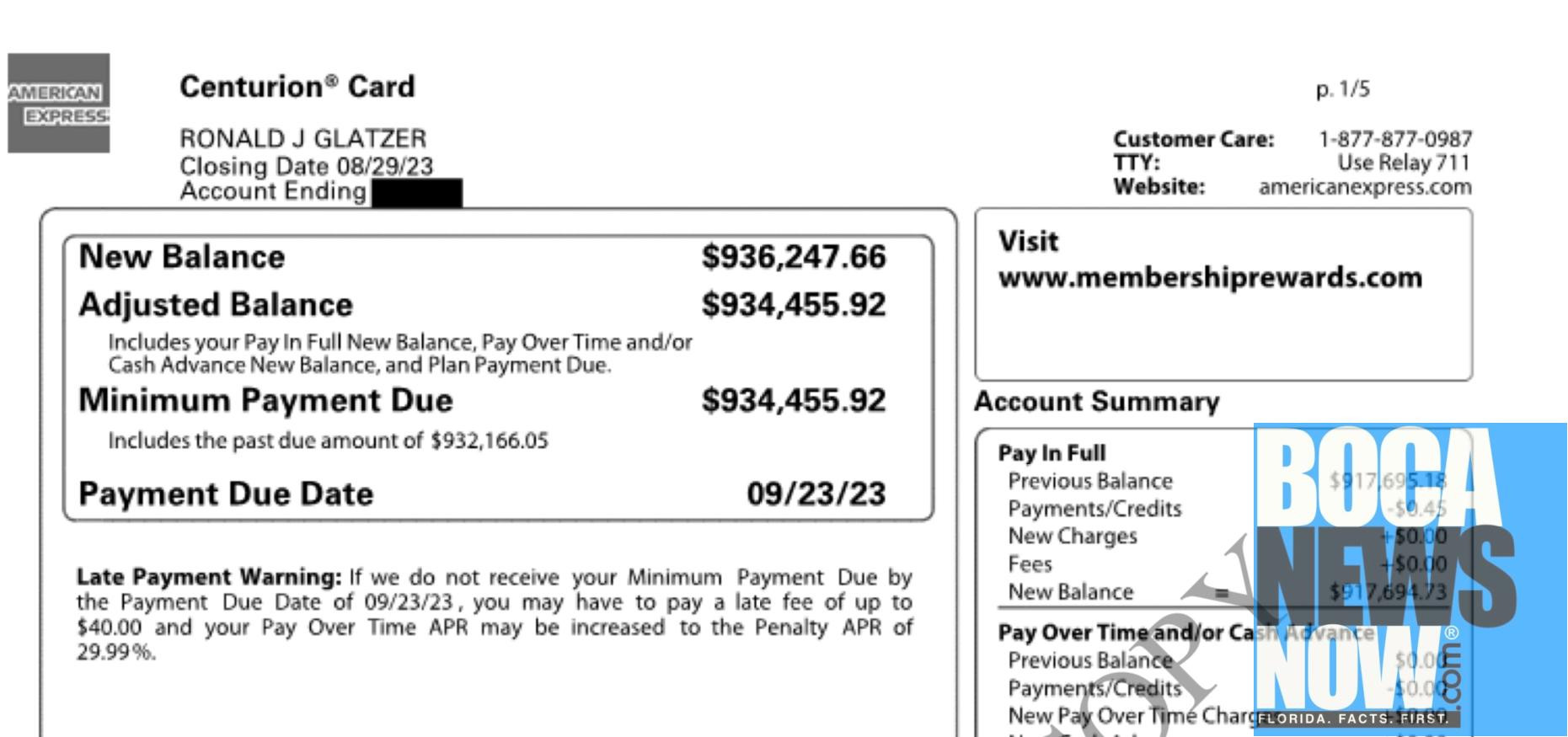 sample American Express billing statement template