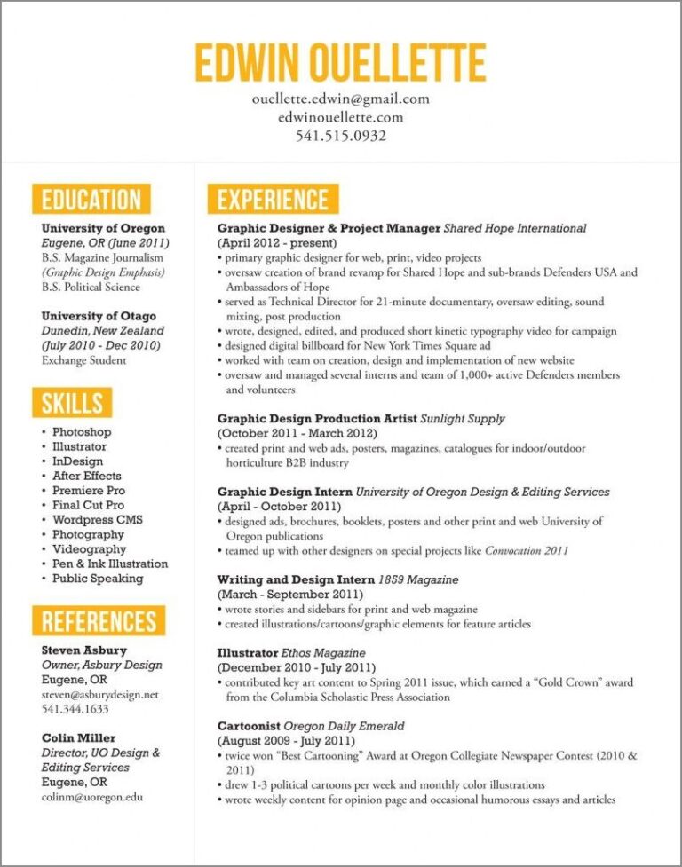 Printable Brand Ambassador Resume Template