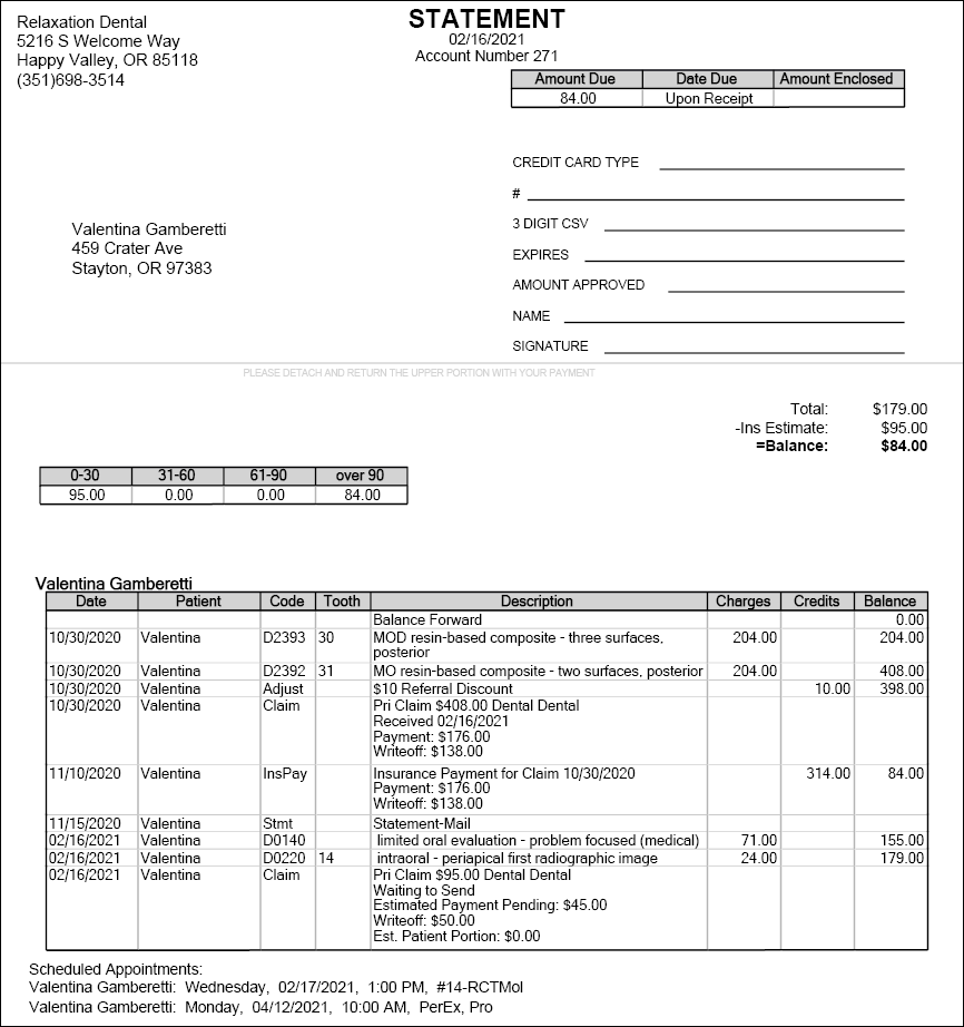 sample dental billing statement template