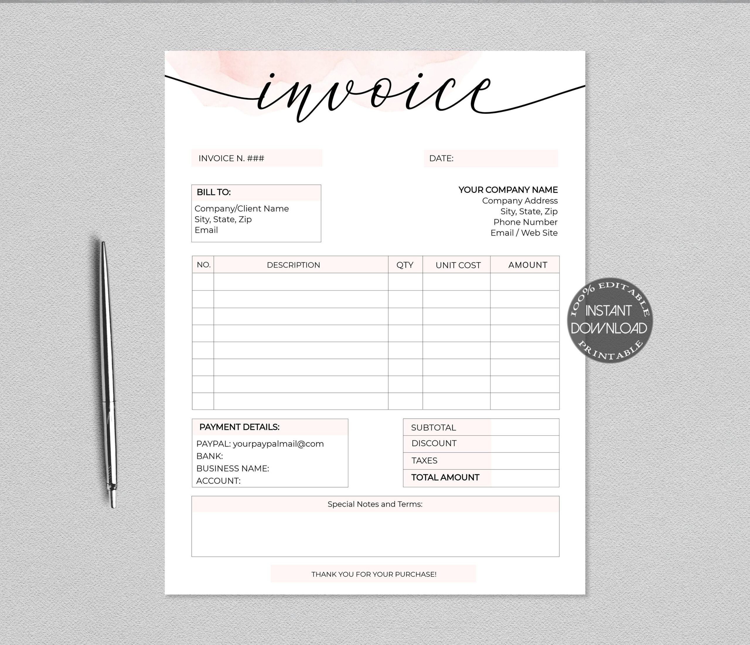 sample invoice for small business template