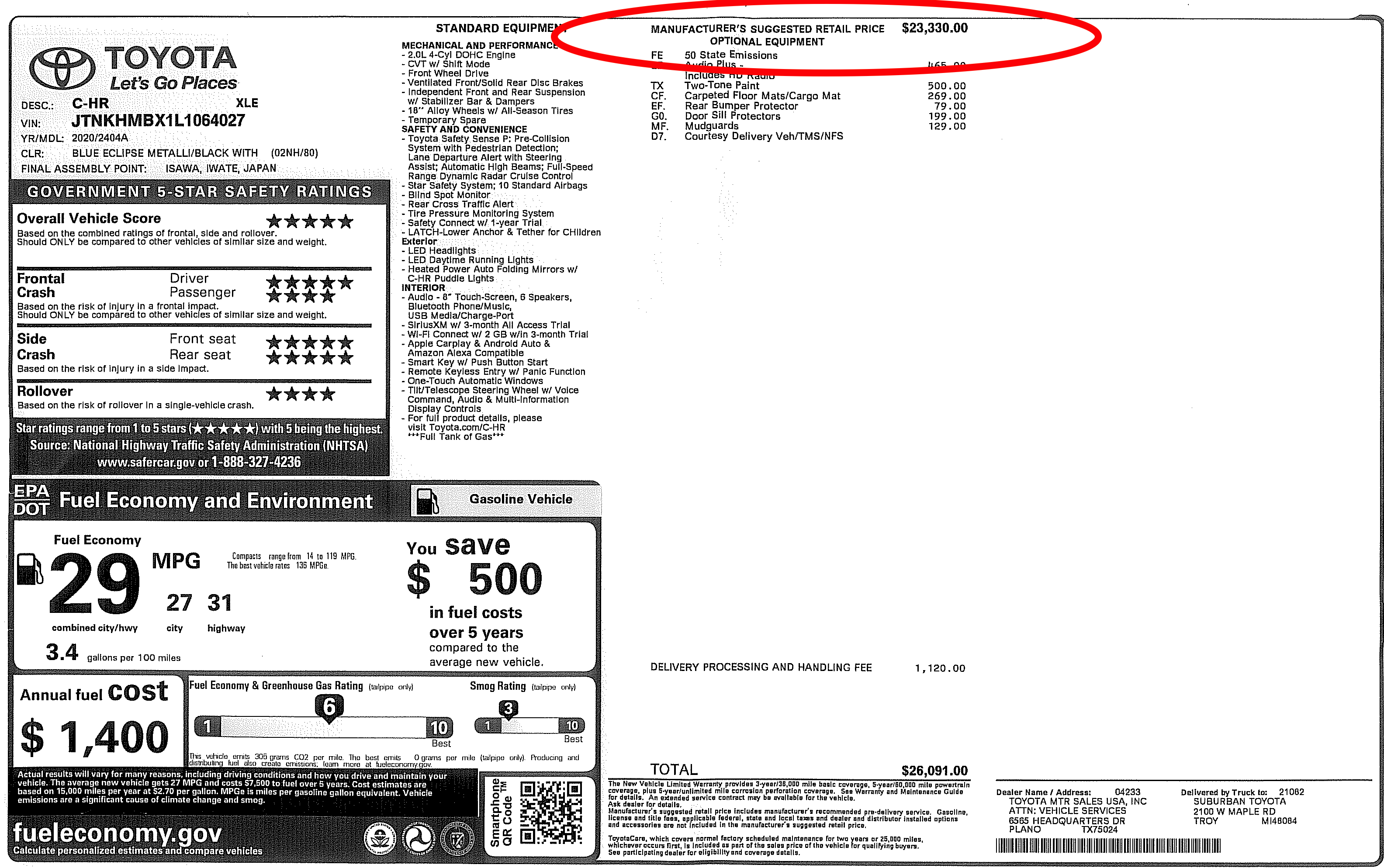 car dealer invoice template