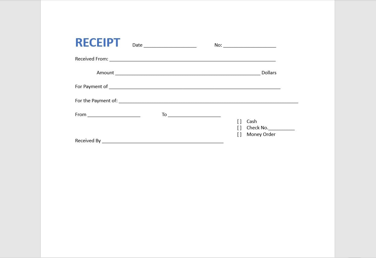 Free Printable Cash Receipt Template