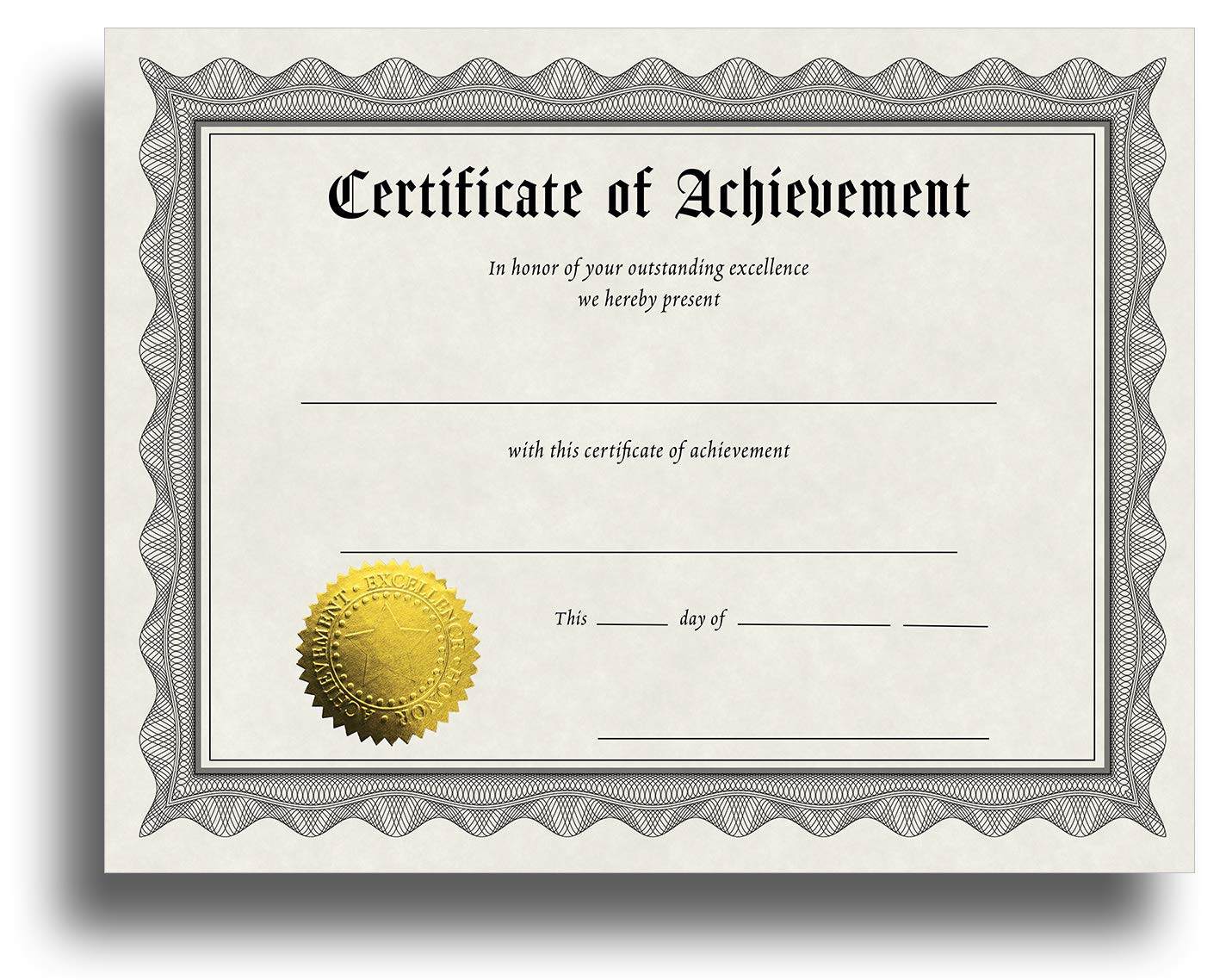 sample achievement certificate template