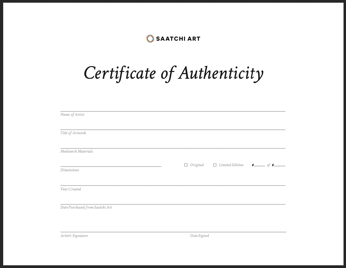 sample authenticity certificate template