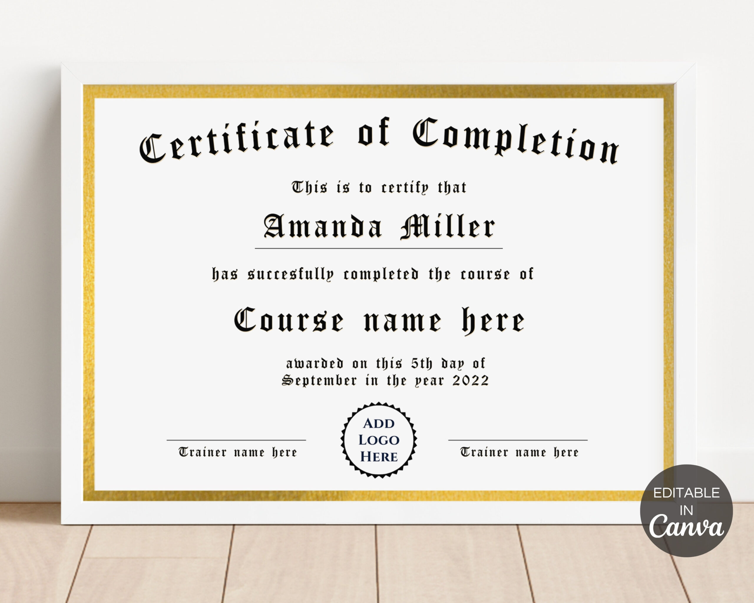 sample course completion certificate template