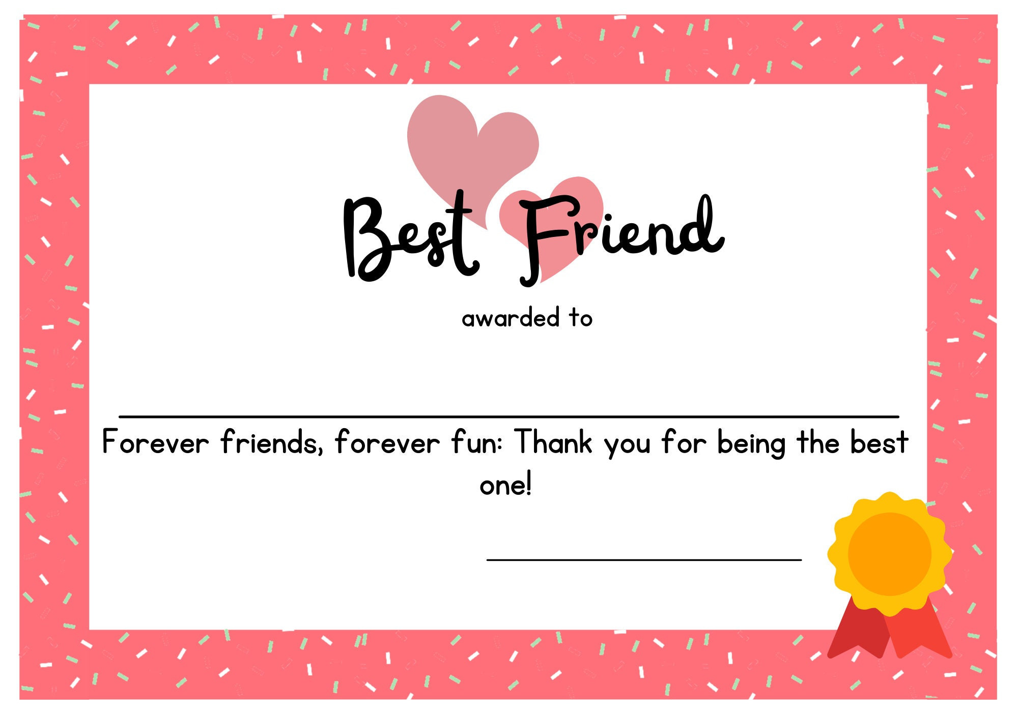 sample best friend award certificate template