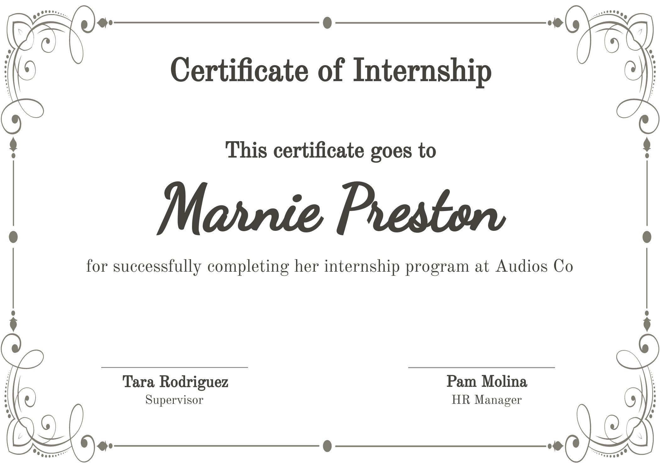 sample internship completion certificate template