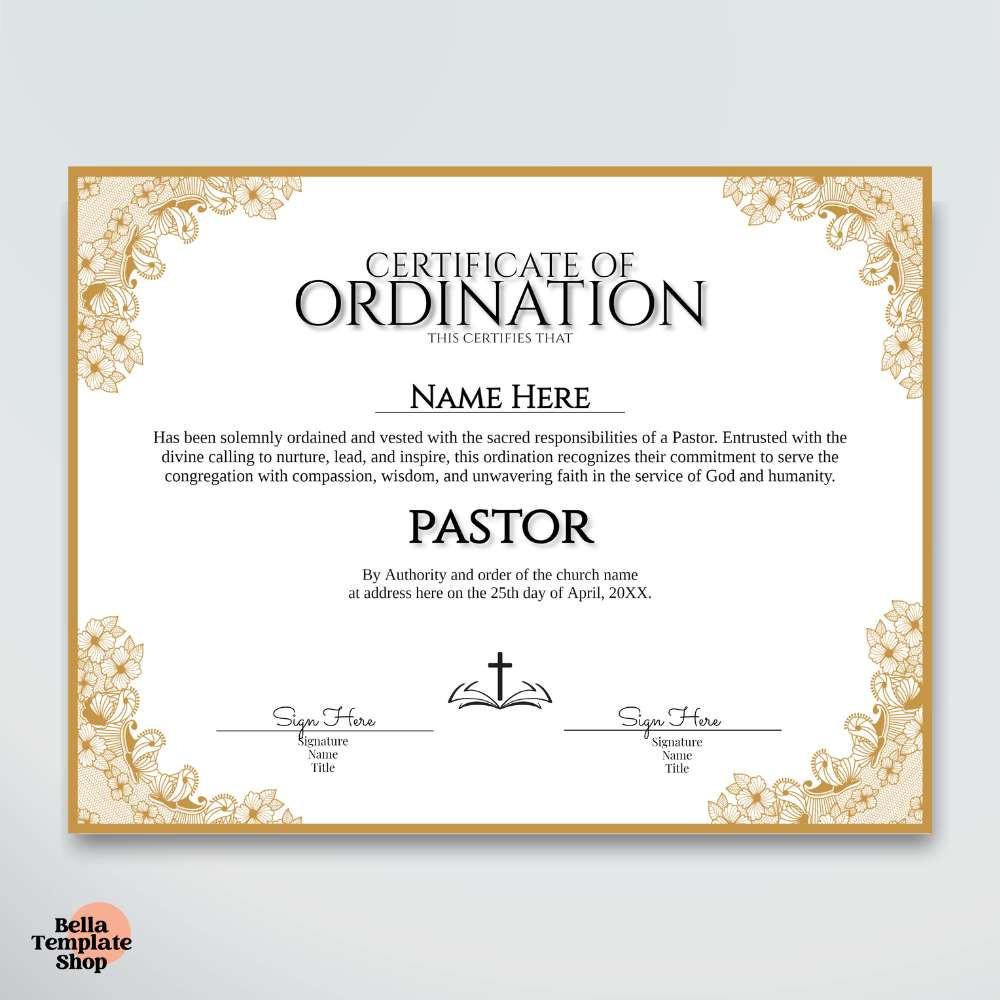 sample ordained certificate template