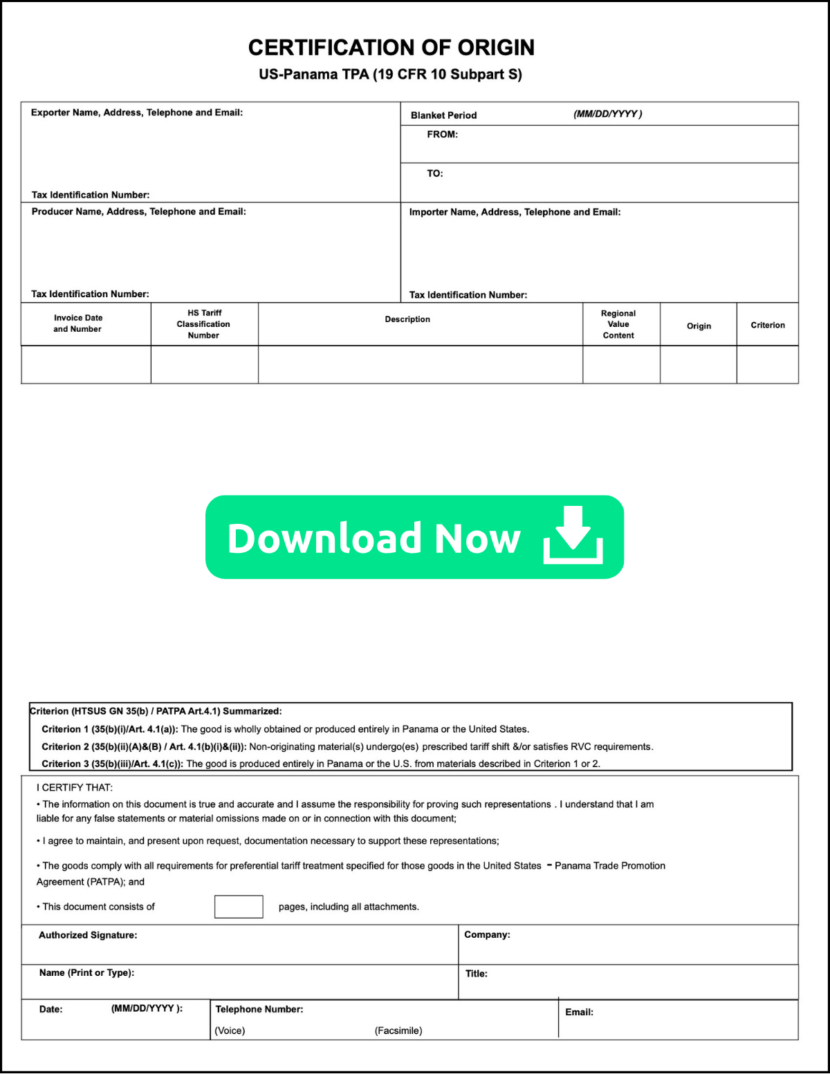 sample origin certificate template