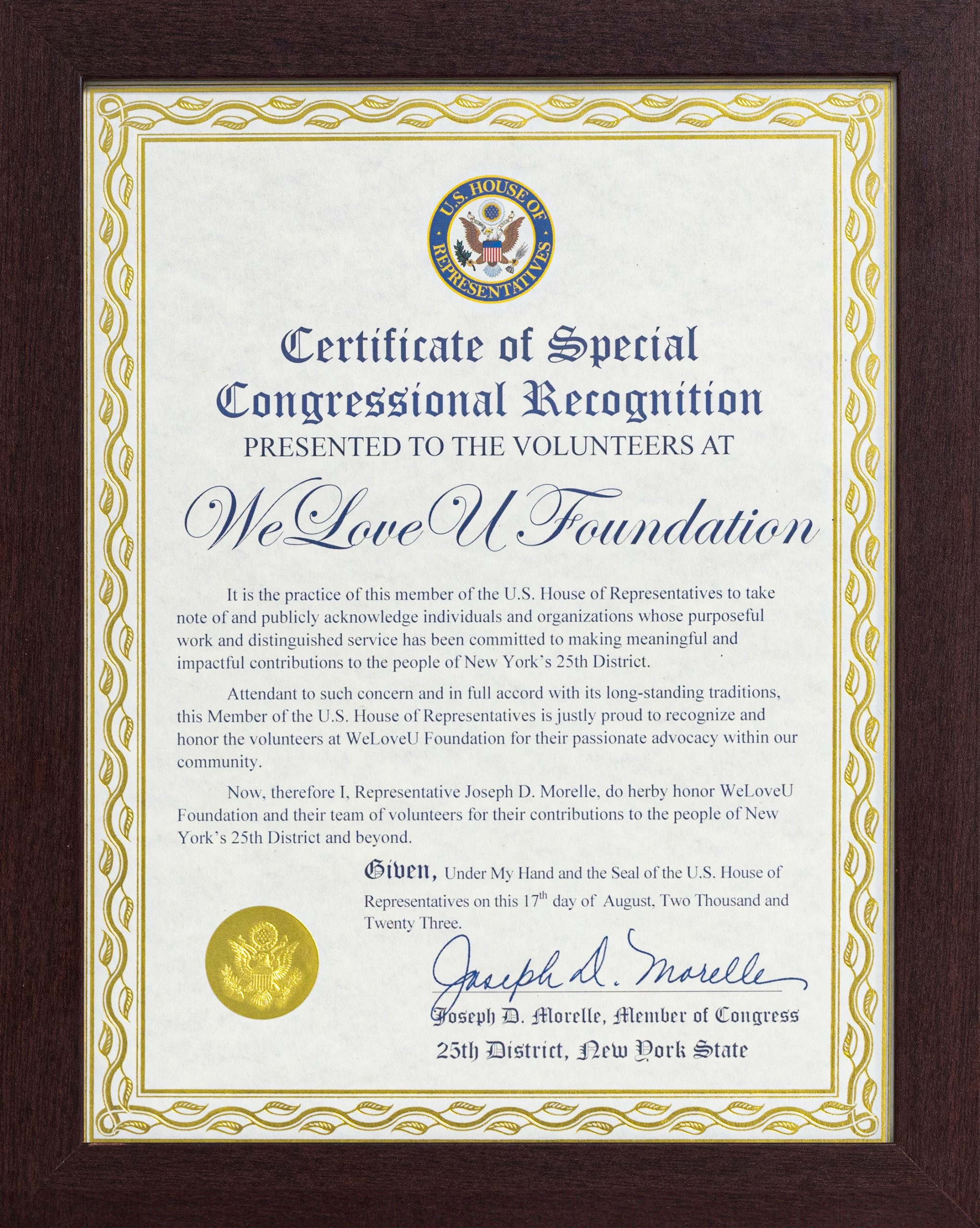 sample congressional recognition certificate template