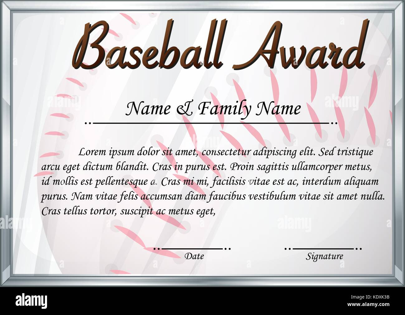 sample Baseball Certificate template