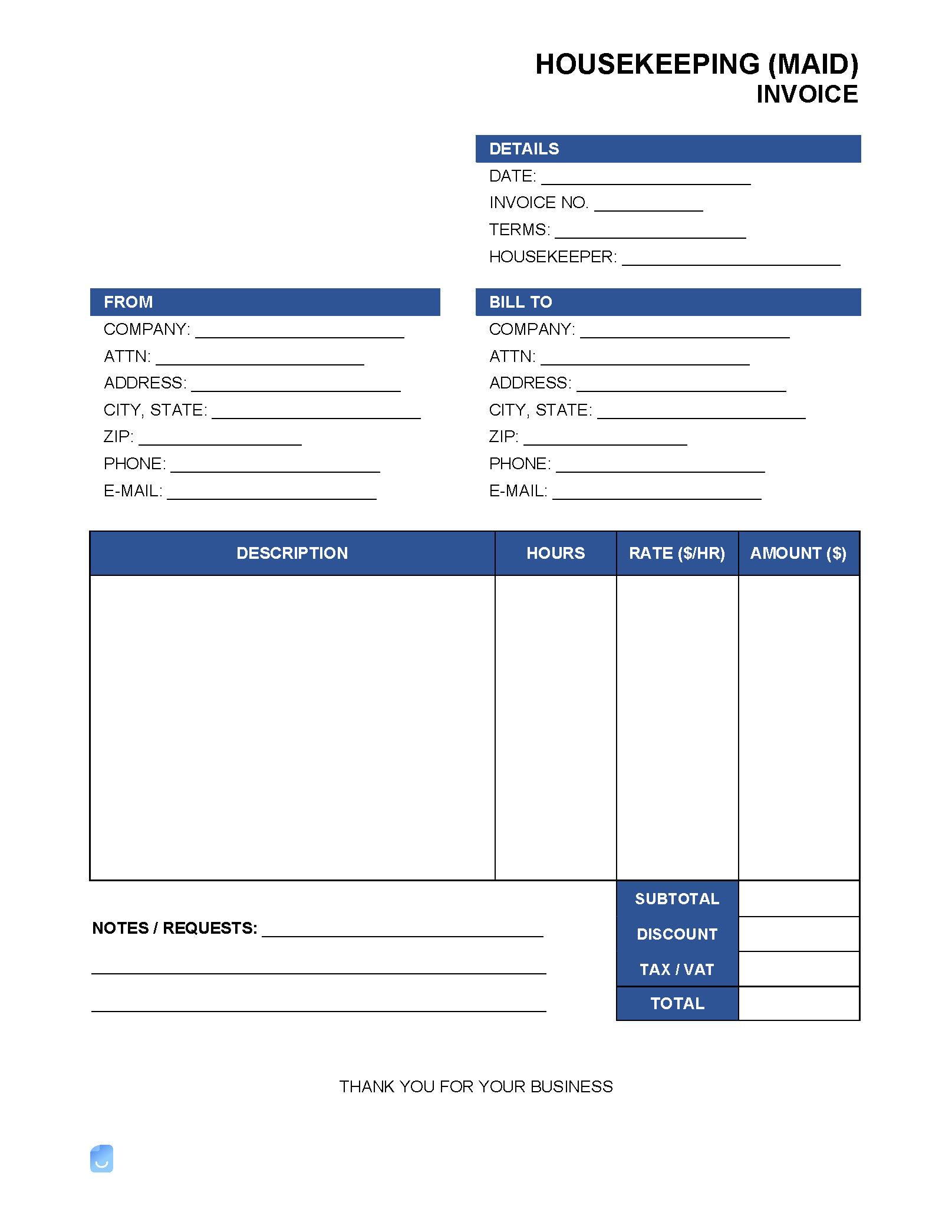 sample invoice for house cleaning template