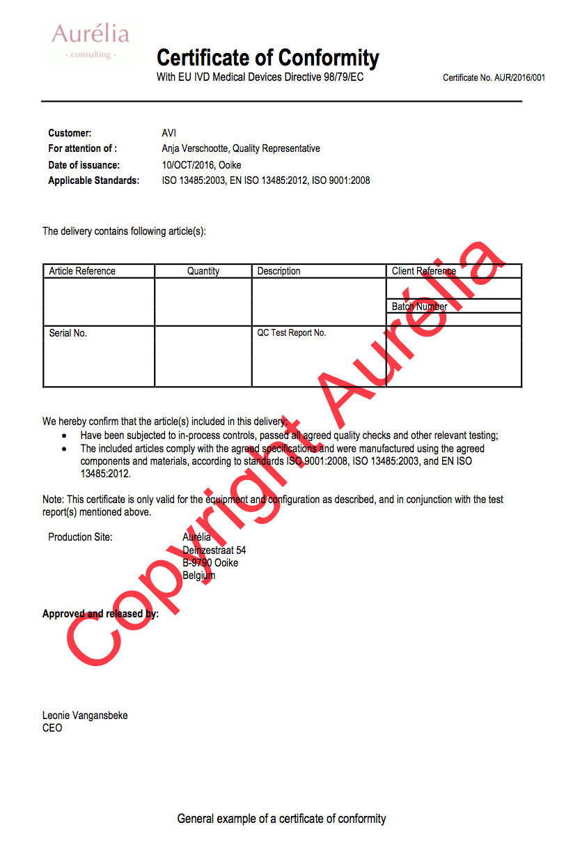 sample conformity certificate template