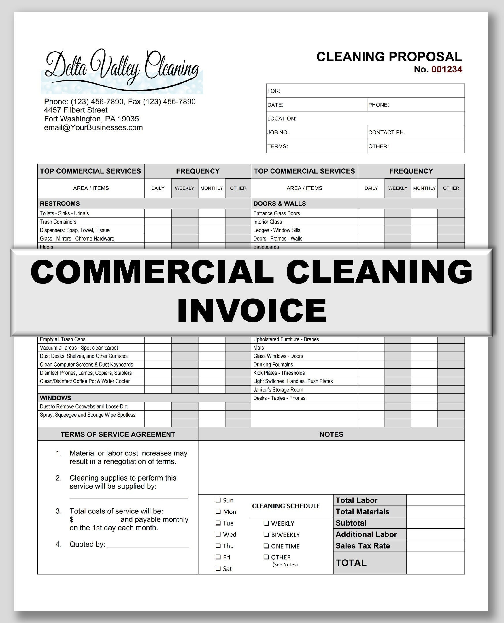 sample invoice for house cleaning template