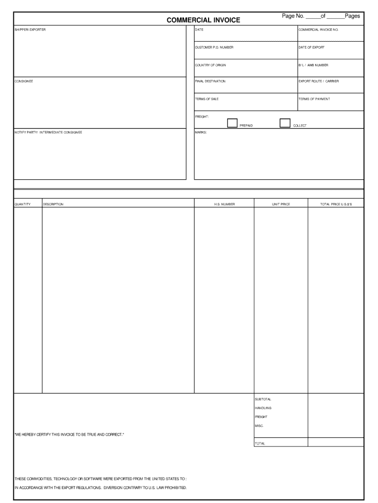 sample carrier invoice template