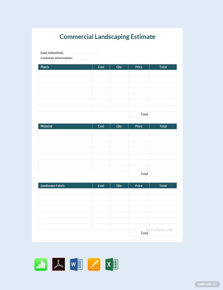 sample landscape estimate template