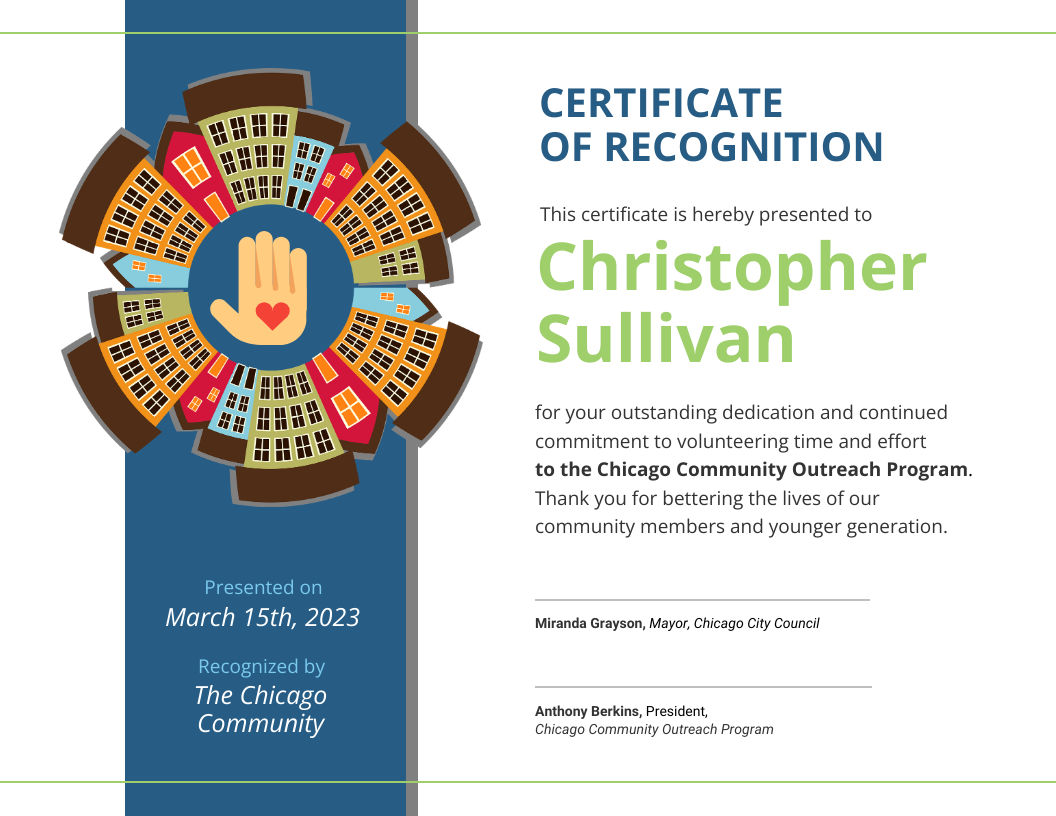 sample volunteer recognition certificate template