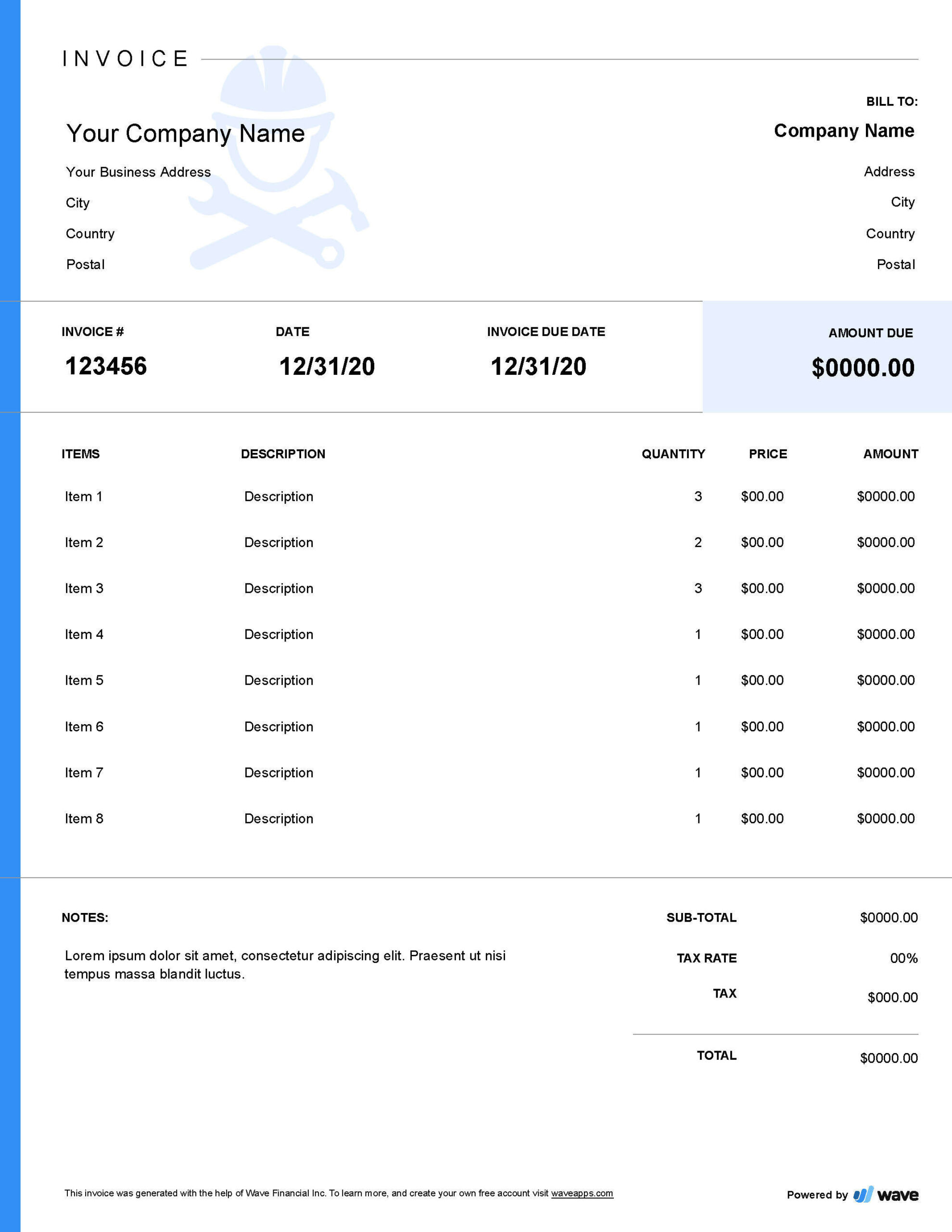 sample remodeling invoice template