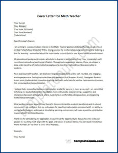 cover letter for math teacher job