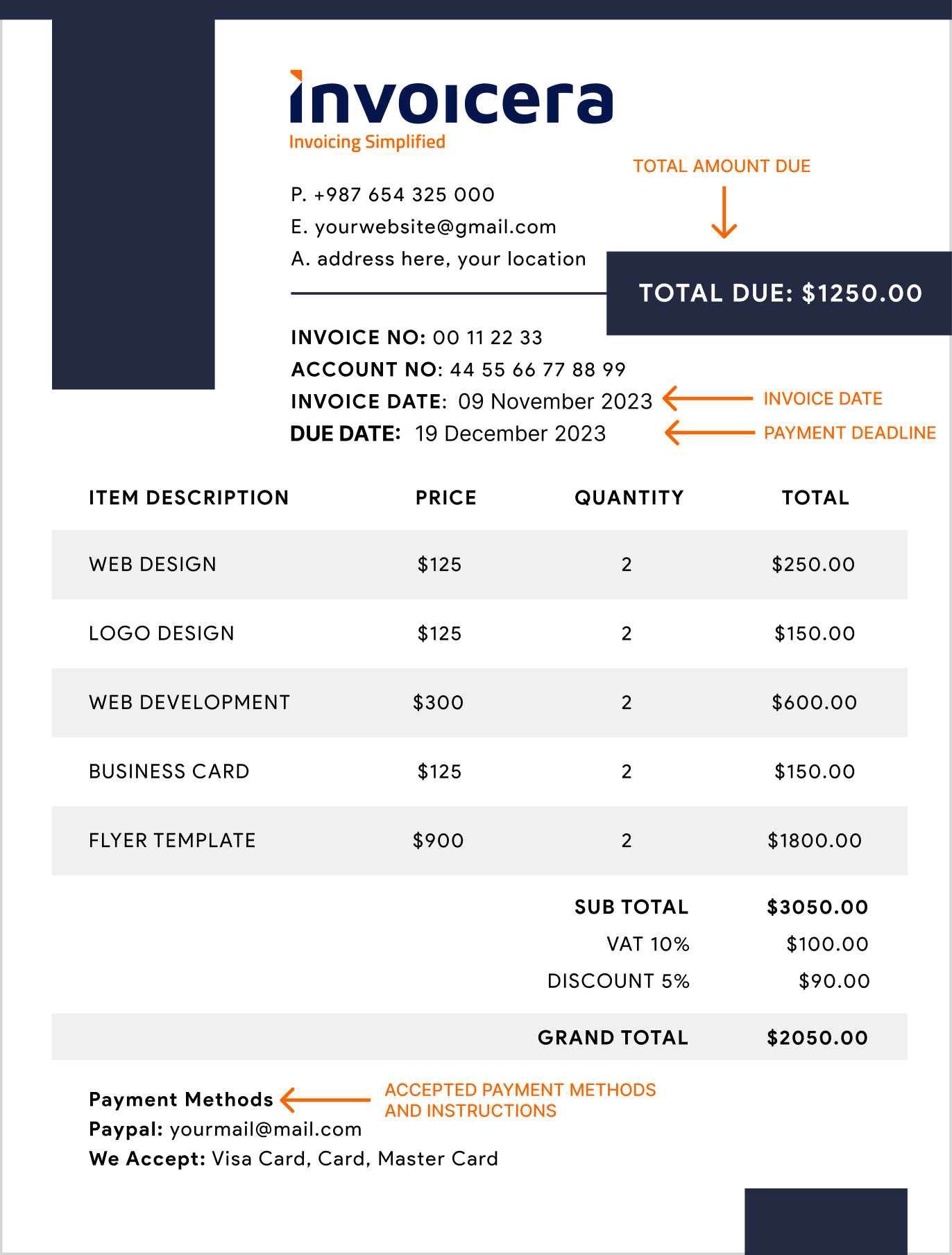 sample company billing statement template