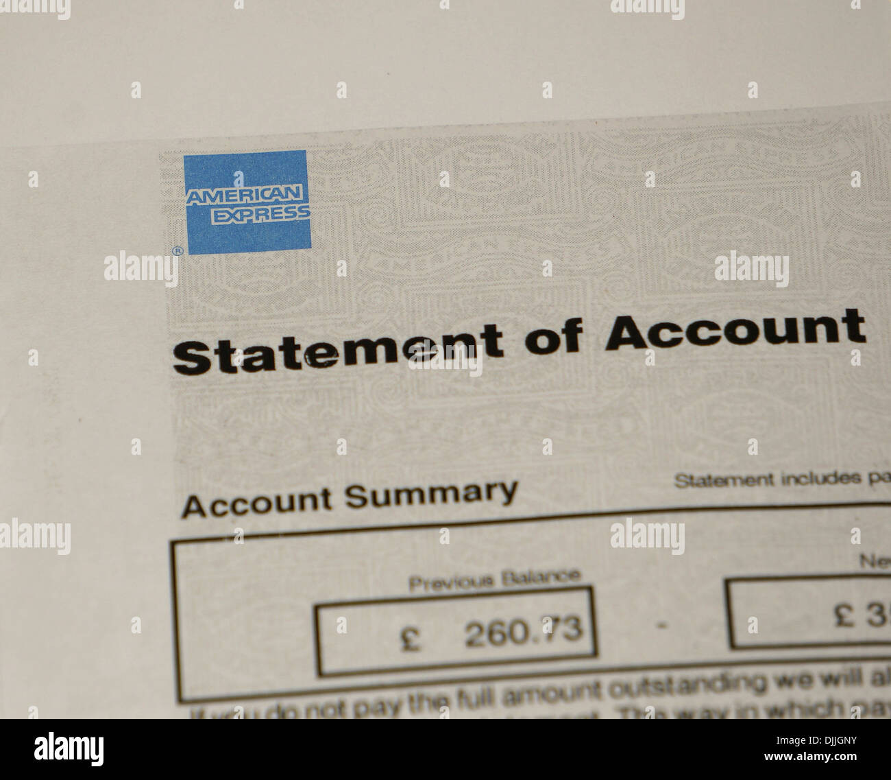 sample American Express billing statement template