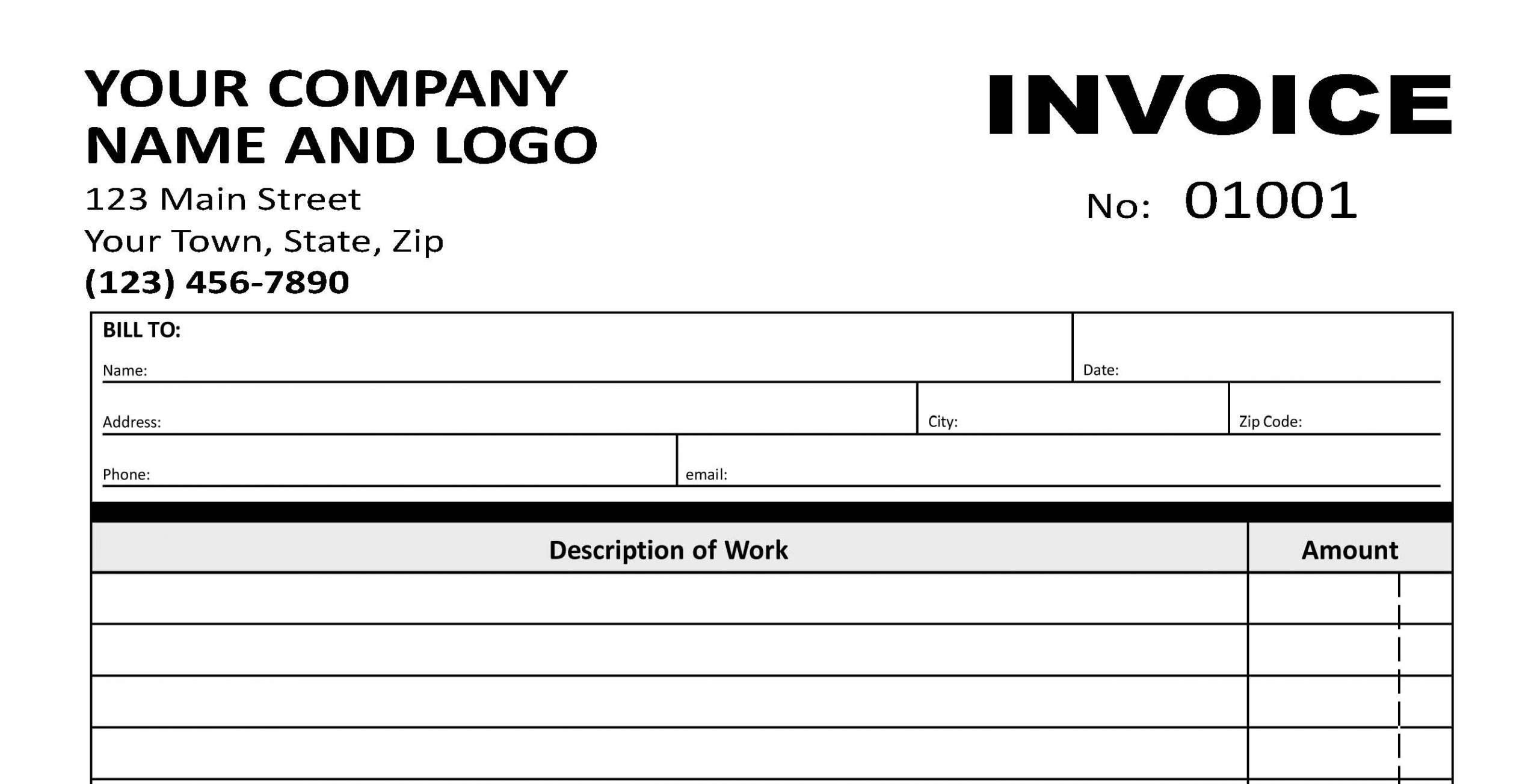 sample generic invoice template