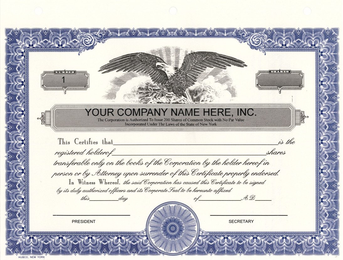 sample stock certificate template