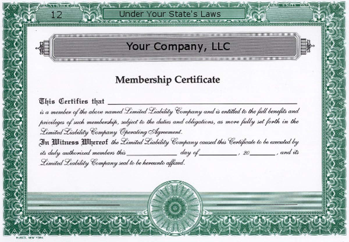 sample Llc Member Certificate template