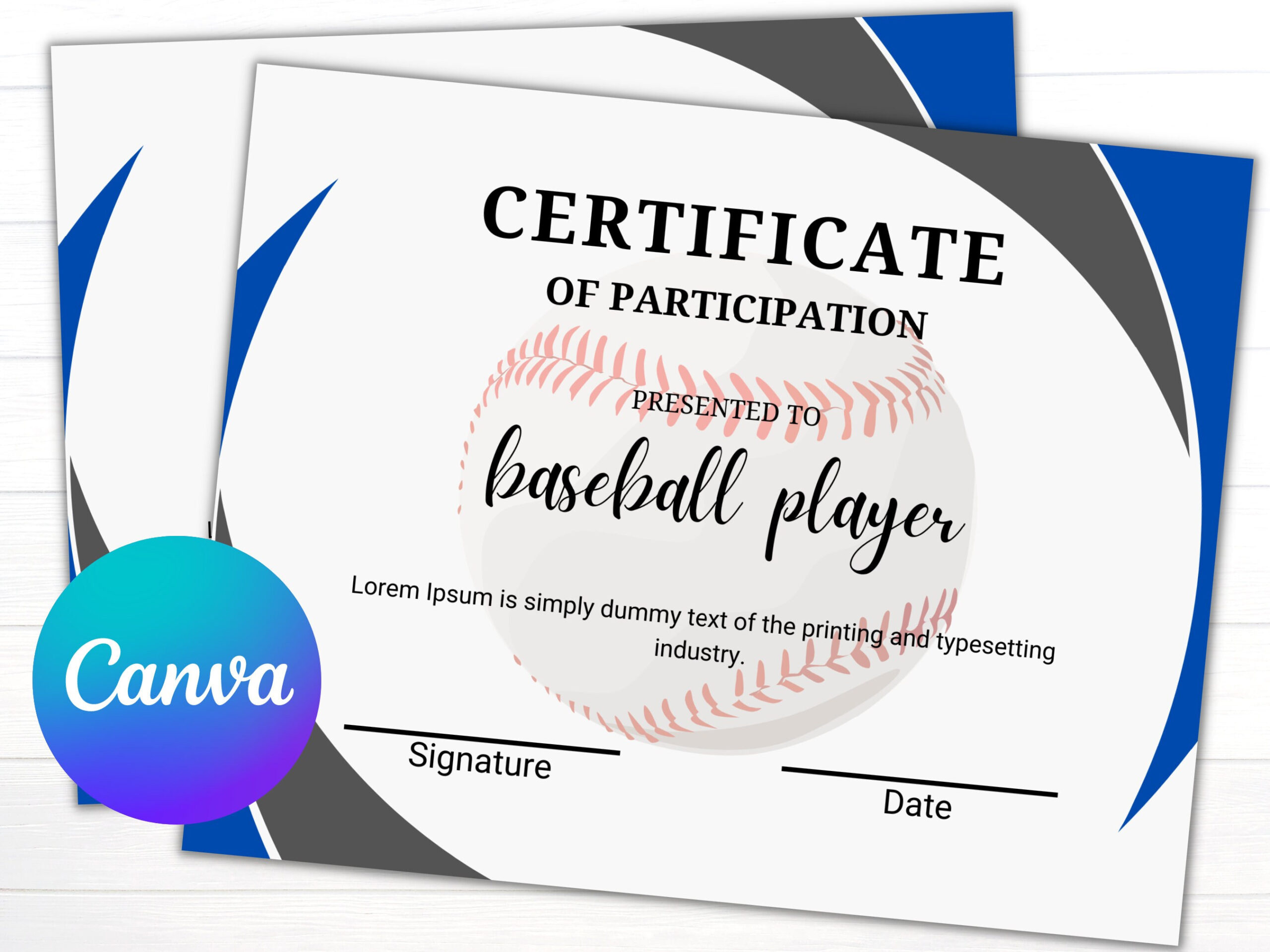 sample Baseball Certificate template